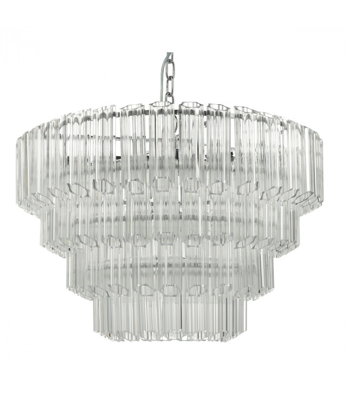 Pendant Light Glass & Polished Chrome, 9x E14
