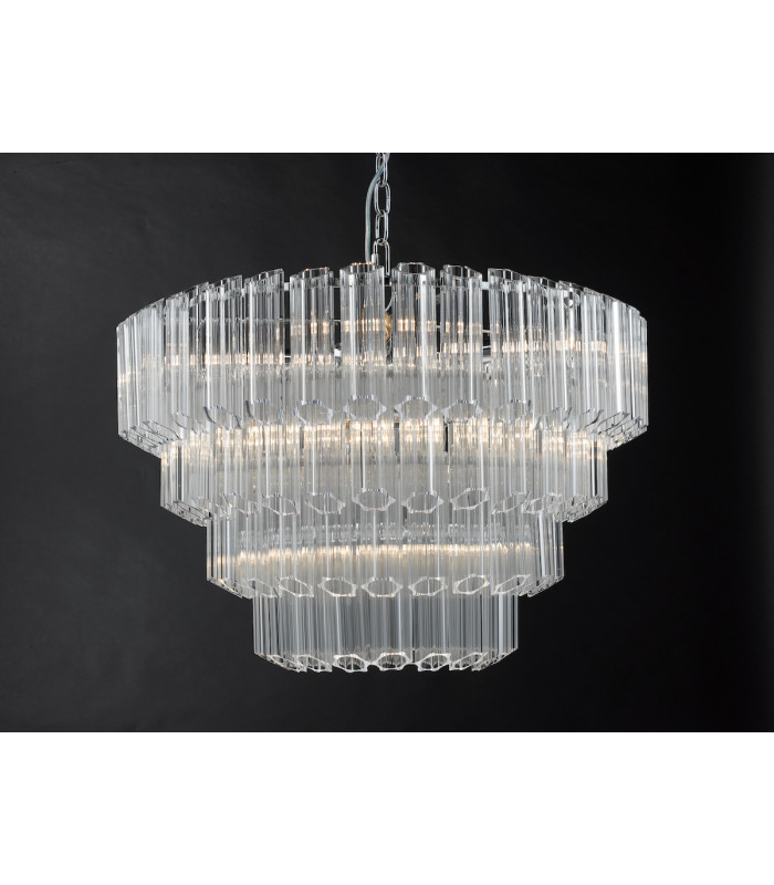 Pendant Light Glass & Polished Chrome, 9x E14