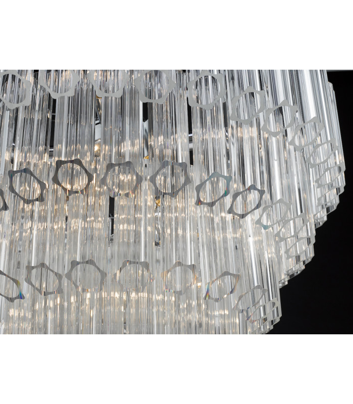 Pendant Light Glass & Polished Chrome, 9x E14