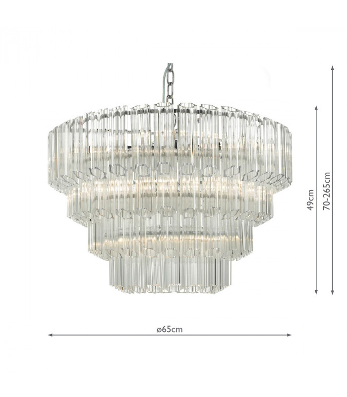 Pendant Light Glass & Polished Chrome, 9x E14