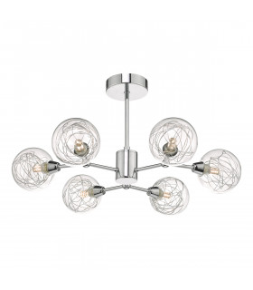 Semi Flush Ceiling Light Light Polished Chrome & Glass, 6x G9