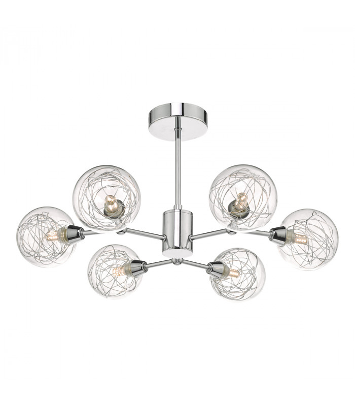 Semi Flush Ceiling Light Light Polished Chrome & Glass, 6x G9