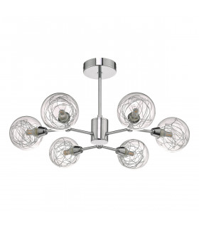 Semi Flush Ceiling Light Light Polished Chrome & Glass, 6x G9