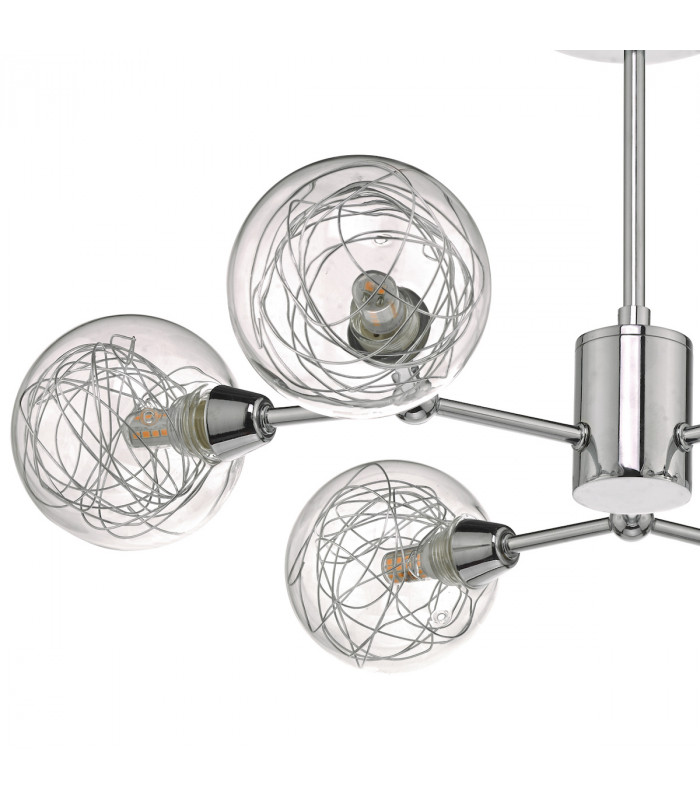 Semi Flush Ceiling Light Light Polished Chrome & Glass, 6x G9
