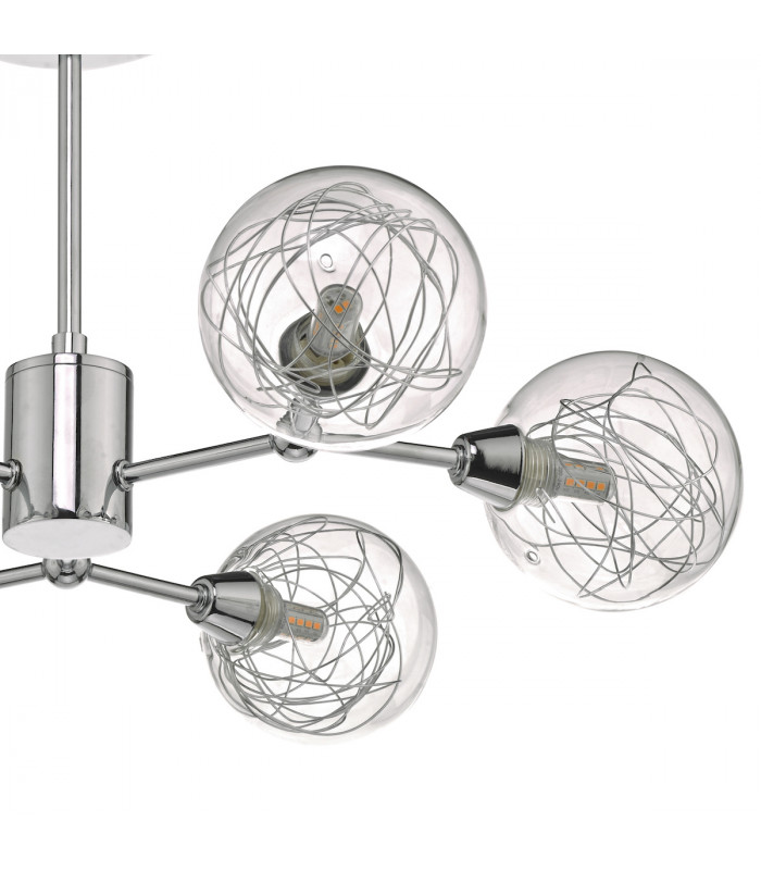 Semi Flush Ceiling Light Light Polished Chrome & Glass, 6x G9
