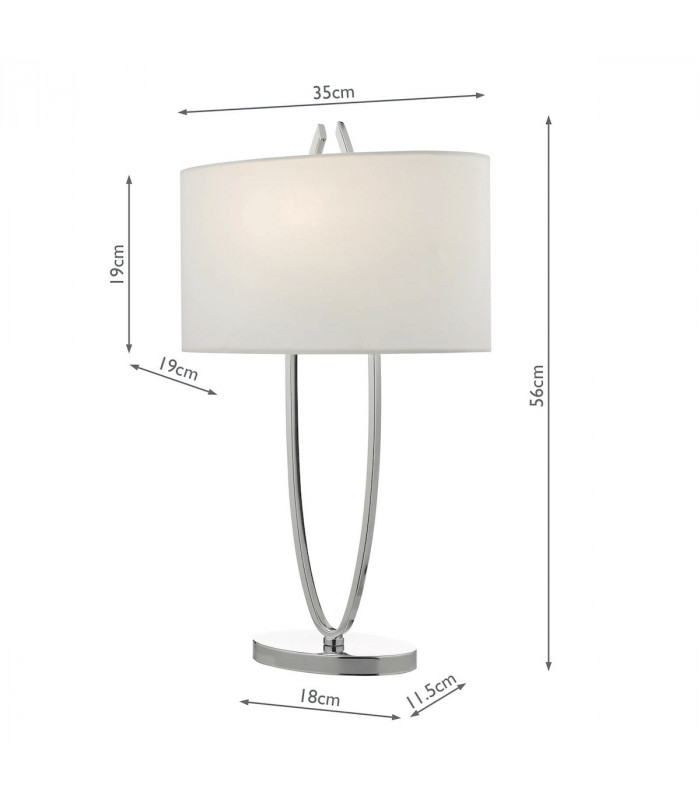 Table Lamp Polished Chrome with Oval Shade