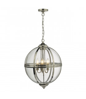 Pendant Light Polished Nickel And Clear, 5x E14