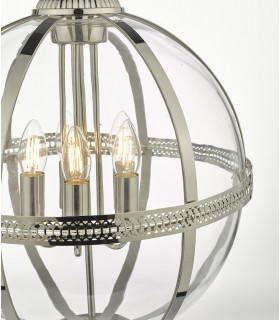 Pendant Light Polished Nickel And Clear, 5x E14