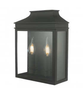 Lantern Coach Lantern Wall Light Black IP44, 2x E14