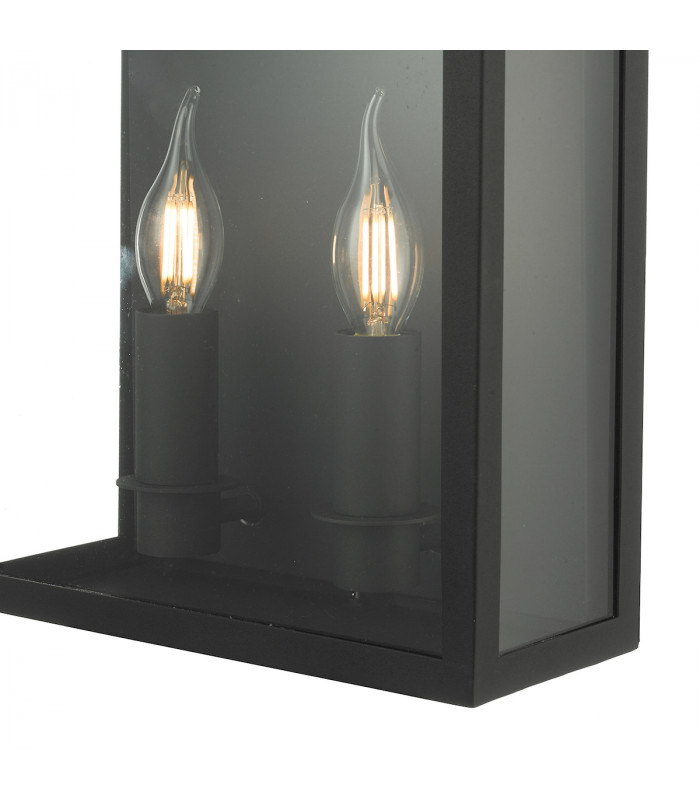 Lantern Coach Lantern Wall Light Black IP44, 2x E14