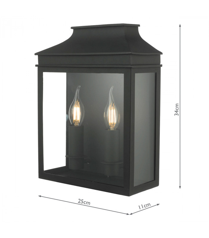 Lantern Coach Lantern Wall Light Black IP44, 2x E14