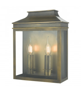 Lantern Coach Lantern Wall Light Weathered Brass IP44, 2x E14
