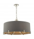 Cylindrical Pendant Light Polished Nickel With Grey Shade, 6x E14