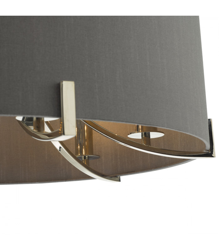 Cylindrical Pendant Light Polished Nickel With Grey Shade, 6x E14