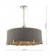 Cylindrical Pendant Light Polished Nickel With Grey Shade, 6x E14