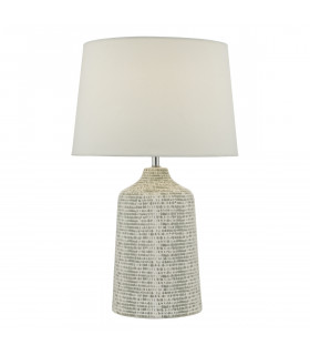 Table Lamp White & Grey With Round Tapered Shade