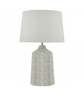 Table Lamp White & Grey With Round Tapered Shade
