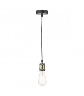 Slim Single E27 Suspension Antique Brass Matt Black
