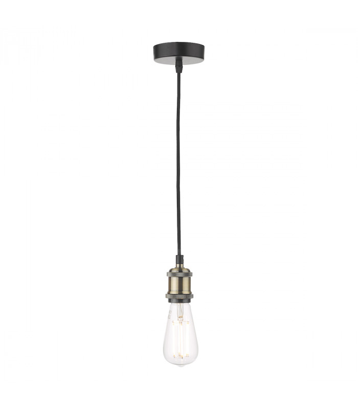 Slim Single E27 Suspension Antique Brass Matt Black