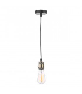 Slim Single E27 Suspension Antique Brass Matt Black