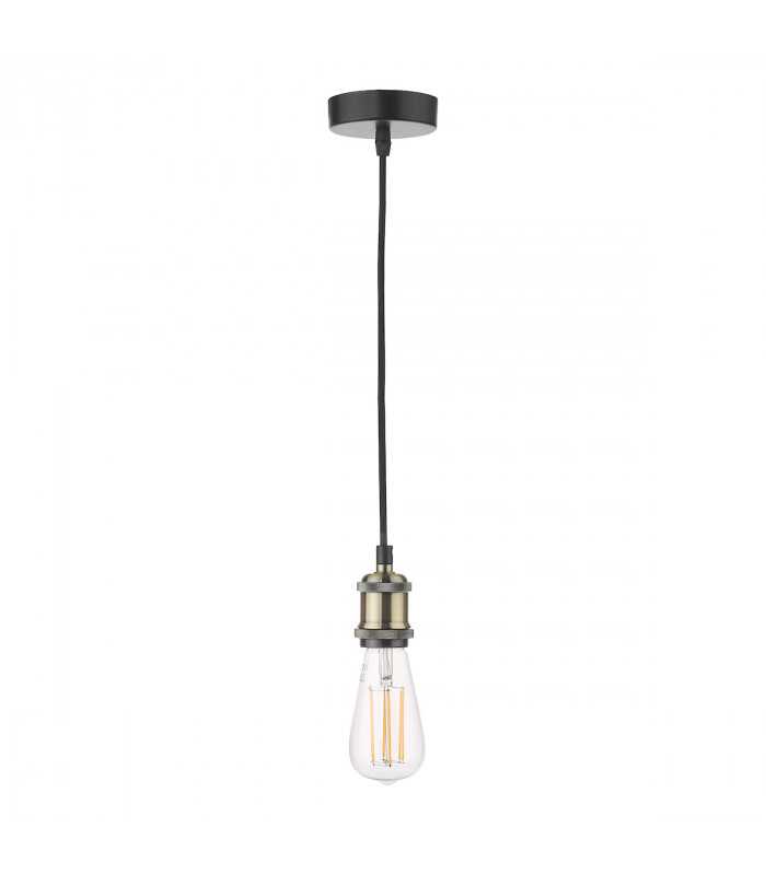Slim Single E27 Suspension Antique Brass Matt Black