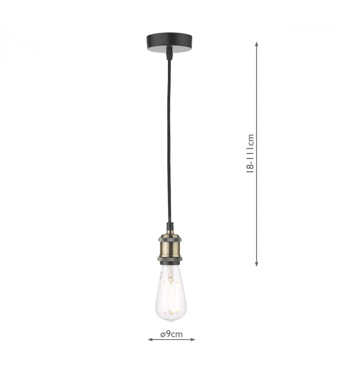 Slim Single E27 Suspension Antique Brass Matt Black
