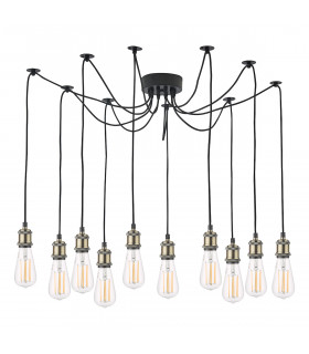Pendant Light Antique Brass Matt Black, 10x E27