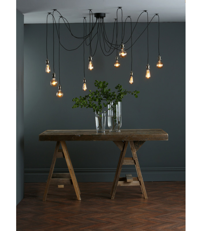 Pendant Light Antique Brass Matt Black, 10x E27