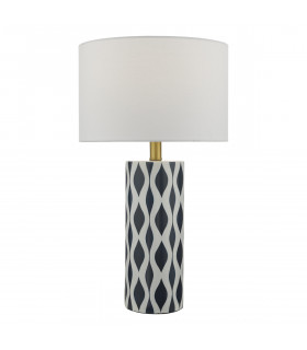 Table Lamp Blue And White Ceramic With Round Drum Shade