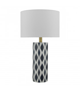 Table Lamp Blue And White Ceramic With Round Drum Shade