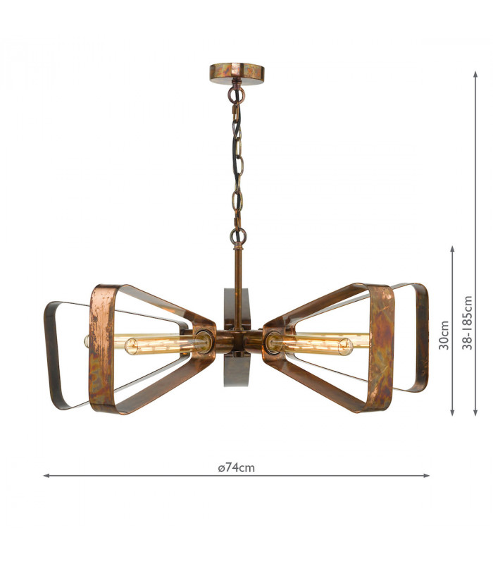 Pendant Light Oiled Copper, 5x E27