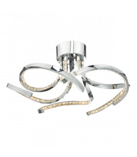 Flush Ceiling Light Polished Chrome & Crystal LED, 5x LED