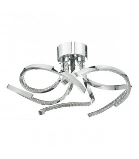 Flush Ceiling Light Polished Chrome & Crystal LED, 5x LED