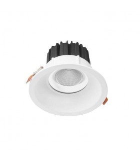 Integrated LED 1 Light Recessed Downlight Matt White IP44 - Warm White - 1