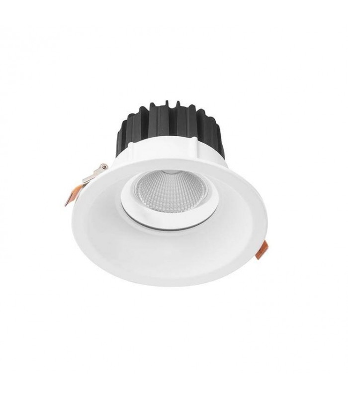 Integrated LED 1 Light Recessed Downlight Matt White IP44 - Warm White - 1