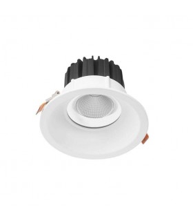 Integrated LED 1 Light Recessed Downlight Matt White IP44 - Warm White - 1