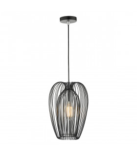 Wire Frame Single Pendant Light Black And Chrome, 1x E27
