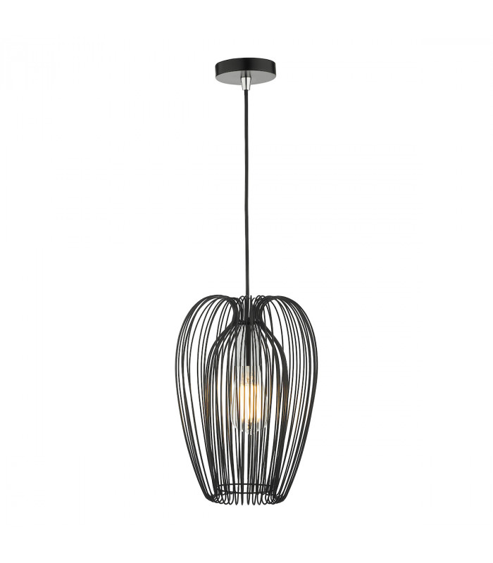 Wire Frame Single Pendant Light Black And Chrome, 1x E27