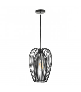 Wire Frame Single Pendant Light Black And Chrome, 1x E27