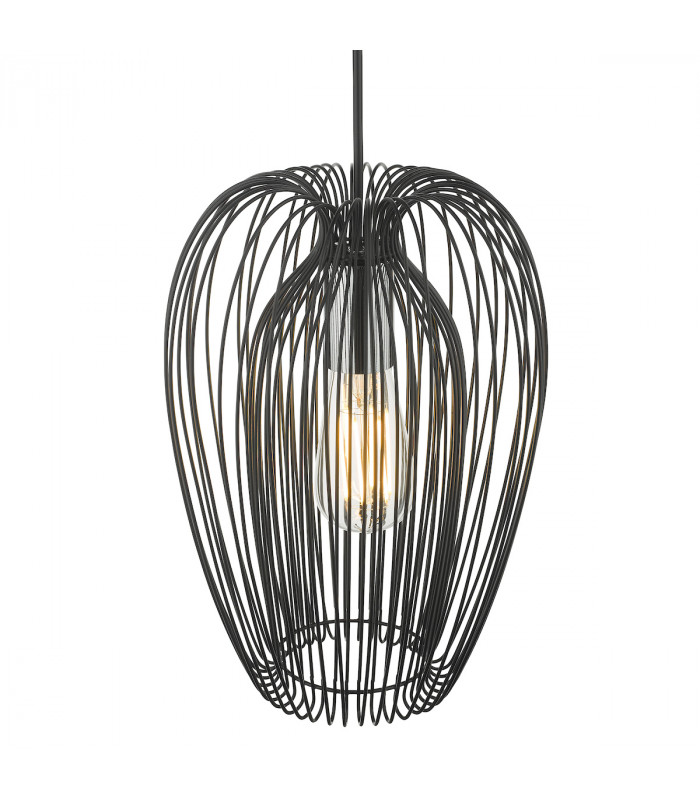 Wire Frame Single Pendant Light Black And Chrome, 1x E27