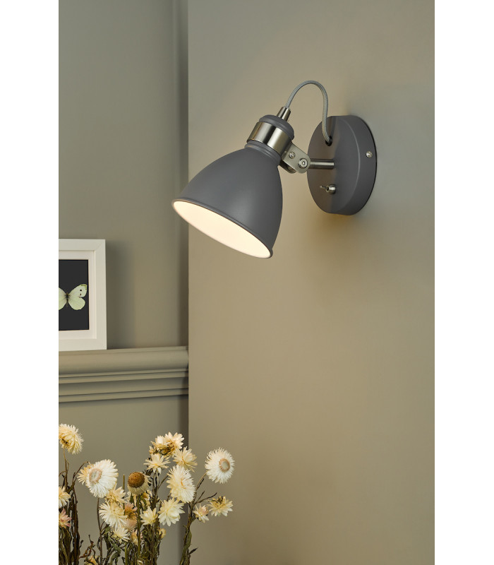 Single Wall Light Dark Grey Satin Chrome