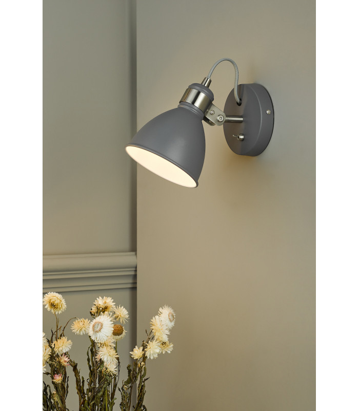 Single Wall Light Dark Grey Satin Chrome