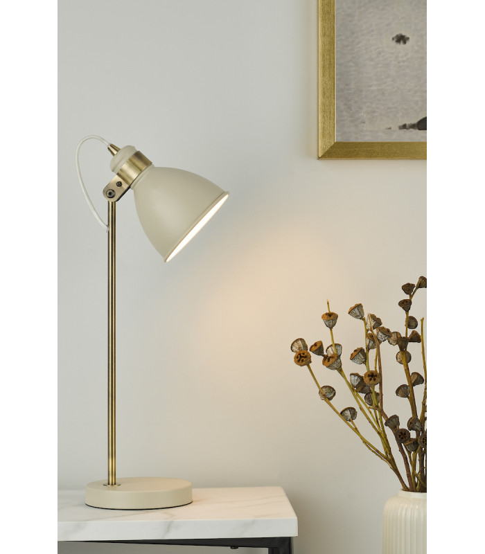 Task Task Table Lamp Gloss Cream Antique Brass