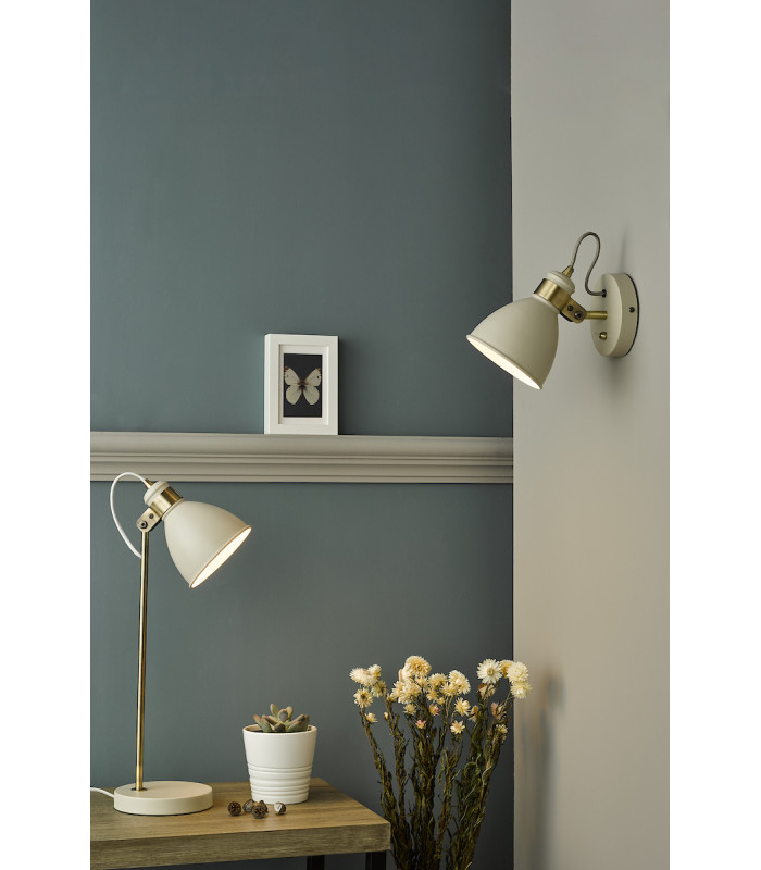 Task Task Table Lamp Gloss Cream Antique Brass