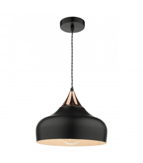 Dome Single Pendant Light Black And Copper, 1x E27