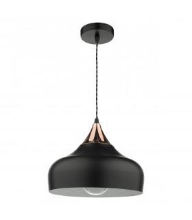 Dome Single Pendant Light Black And Copper, 1x E27