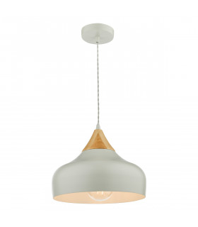 Dome Single Pendant Light Grey And Wood, 1x E27