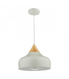 Dome Single Pendant Light Grey And Wood, 1x E27