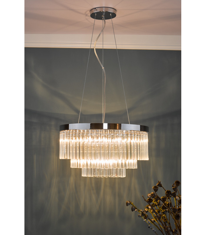 Pendant Light Polished Chrome Clear Glass, 5x G9