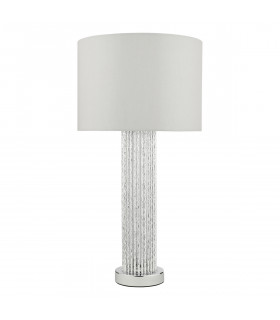 Table Lamp Silver Rod Base With Round Drum Shade